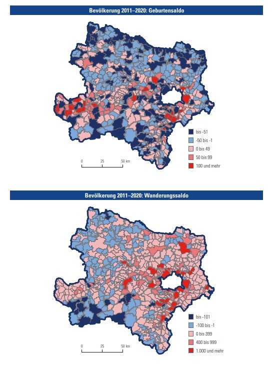 NÖ Bevölkerung 2011-2020, Geburtensaldo und Wanderungssaldo, c Land Niederösterreich, Abt. RU7-Statistik
